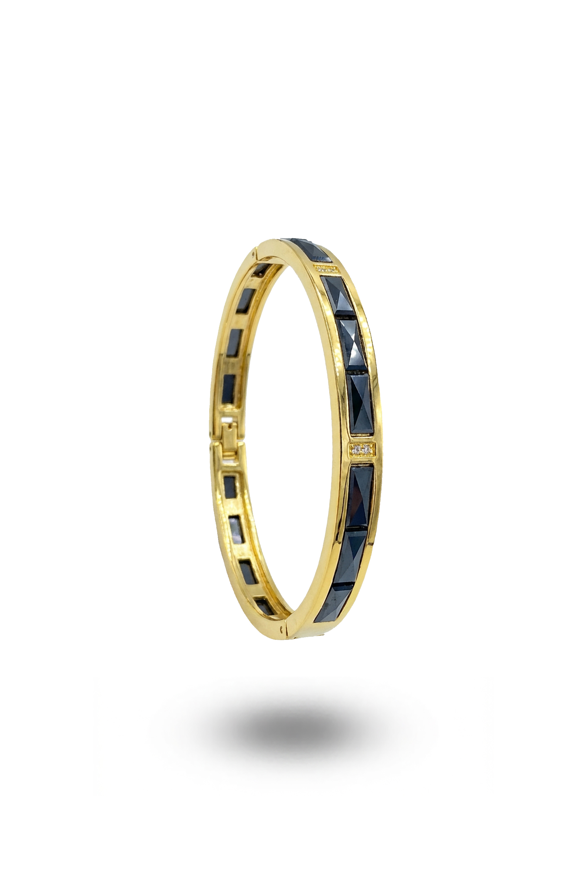 Erkek Seramik Pramit Siyah Taşlı Kelepçe