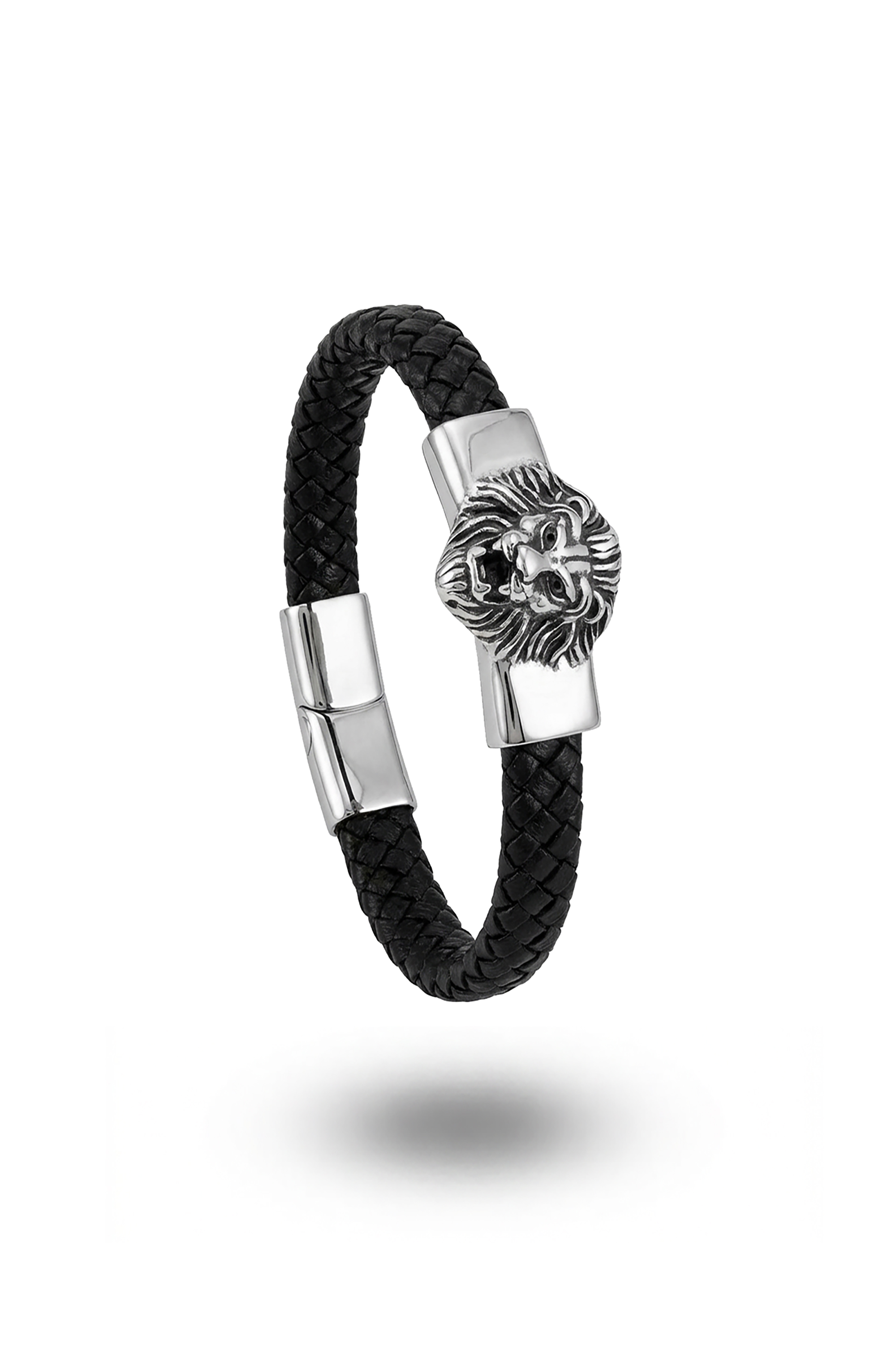 Erkek Deri Aslan Figürlü Bileklik