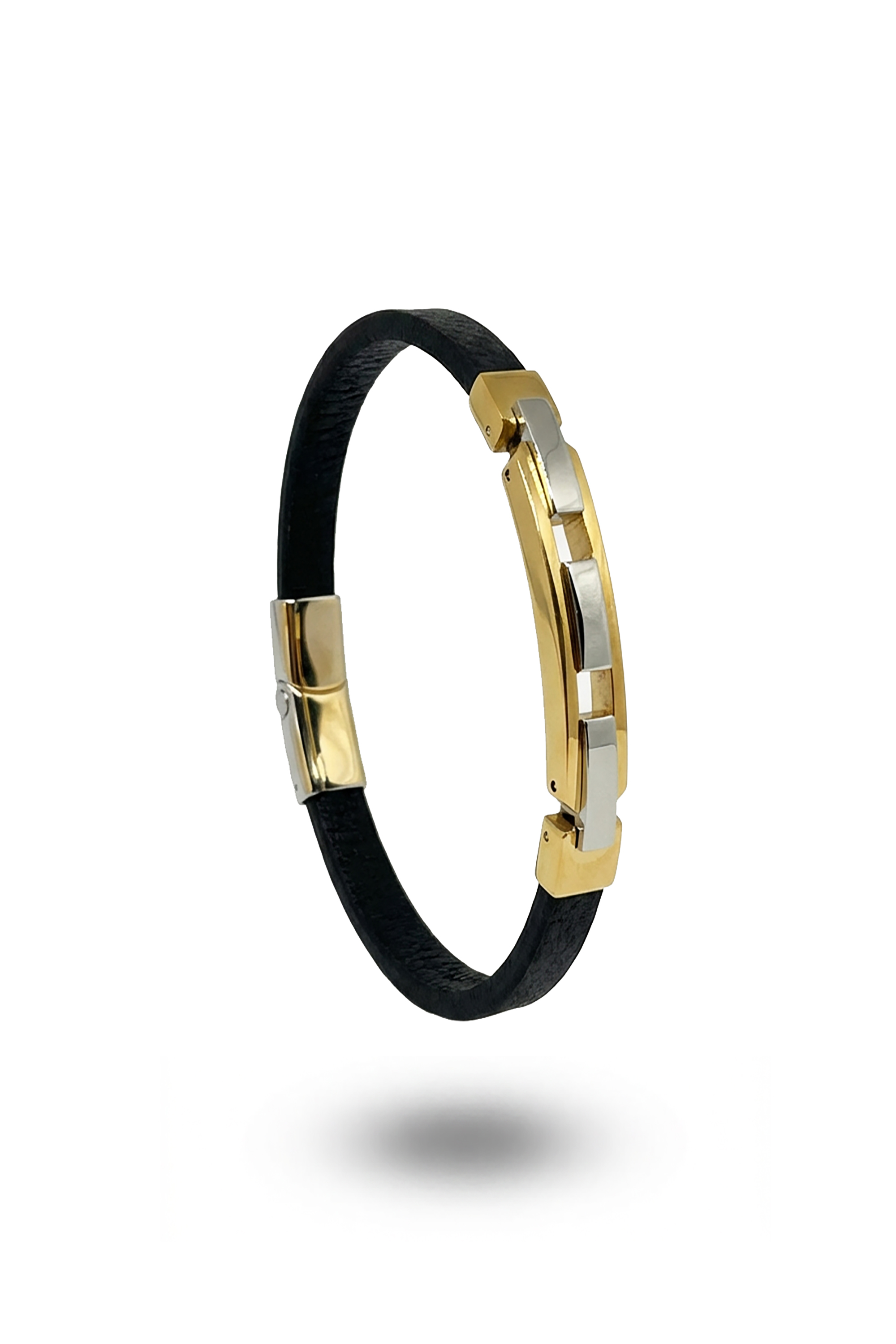 Erkek İnce Deri Künye Gold Kelepçe