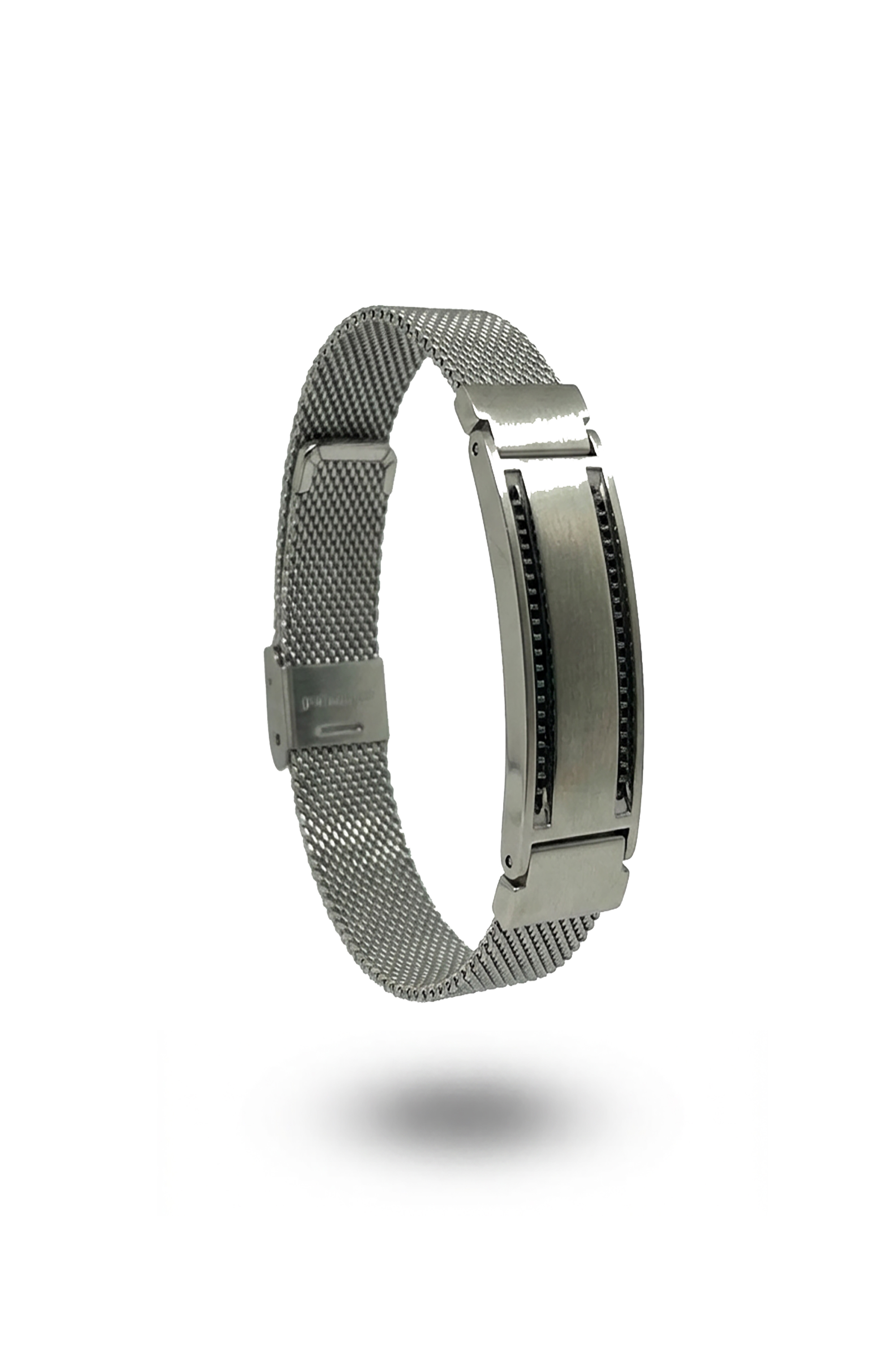 Erkek Hasır Tokası Zincirli Beyaz Siyah Bileklik