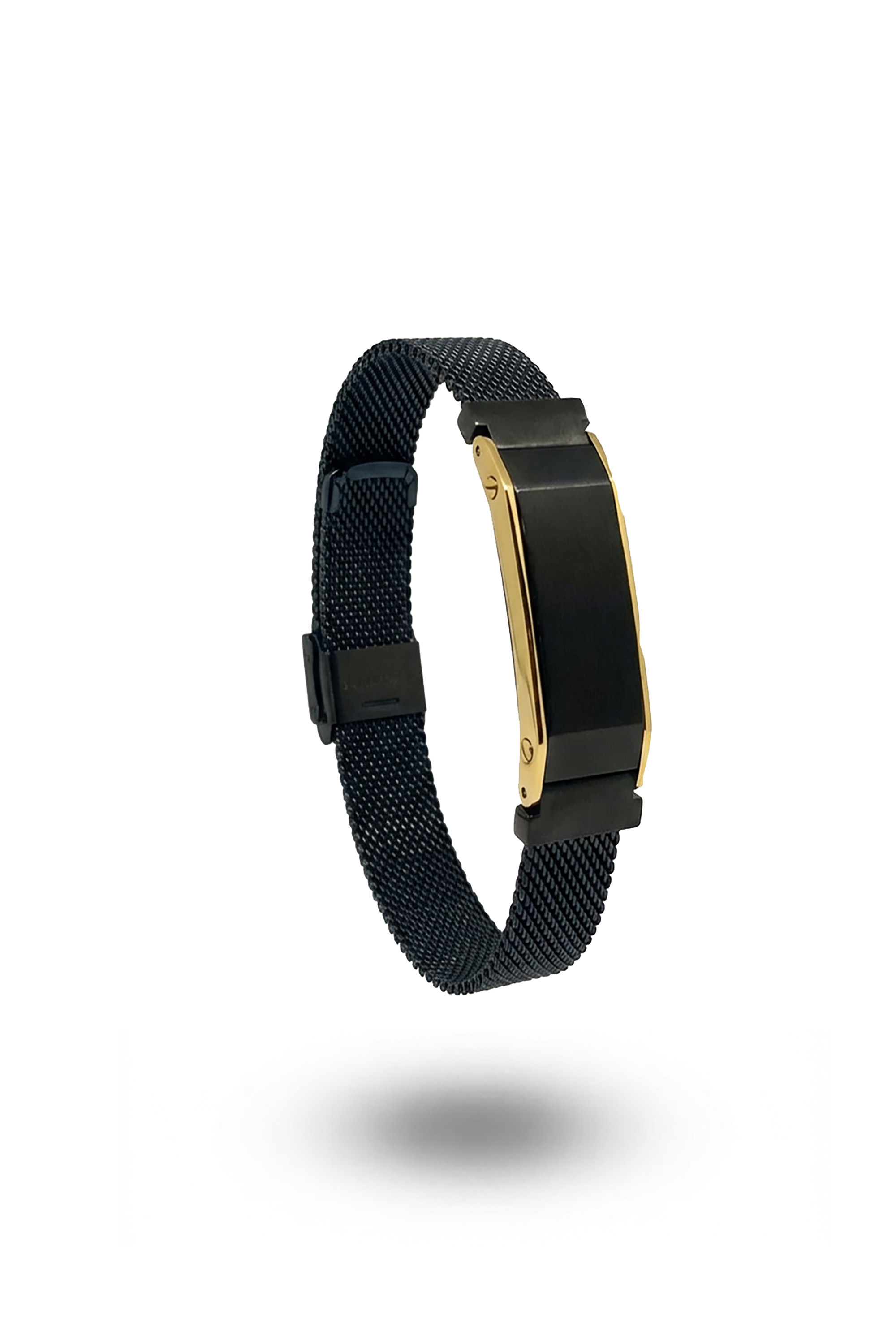 Erkek Hasır Tokası Oval Gold Siyah Bilekik