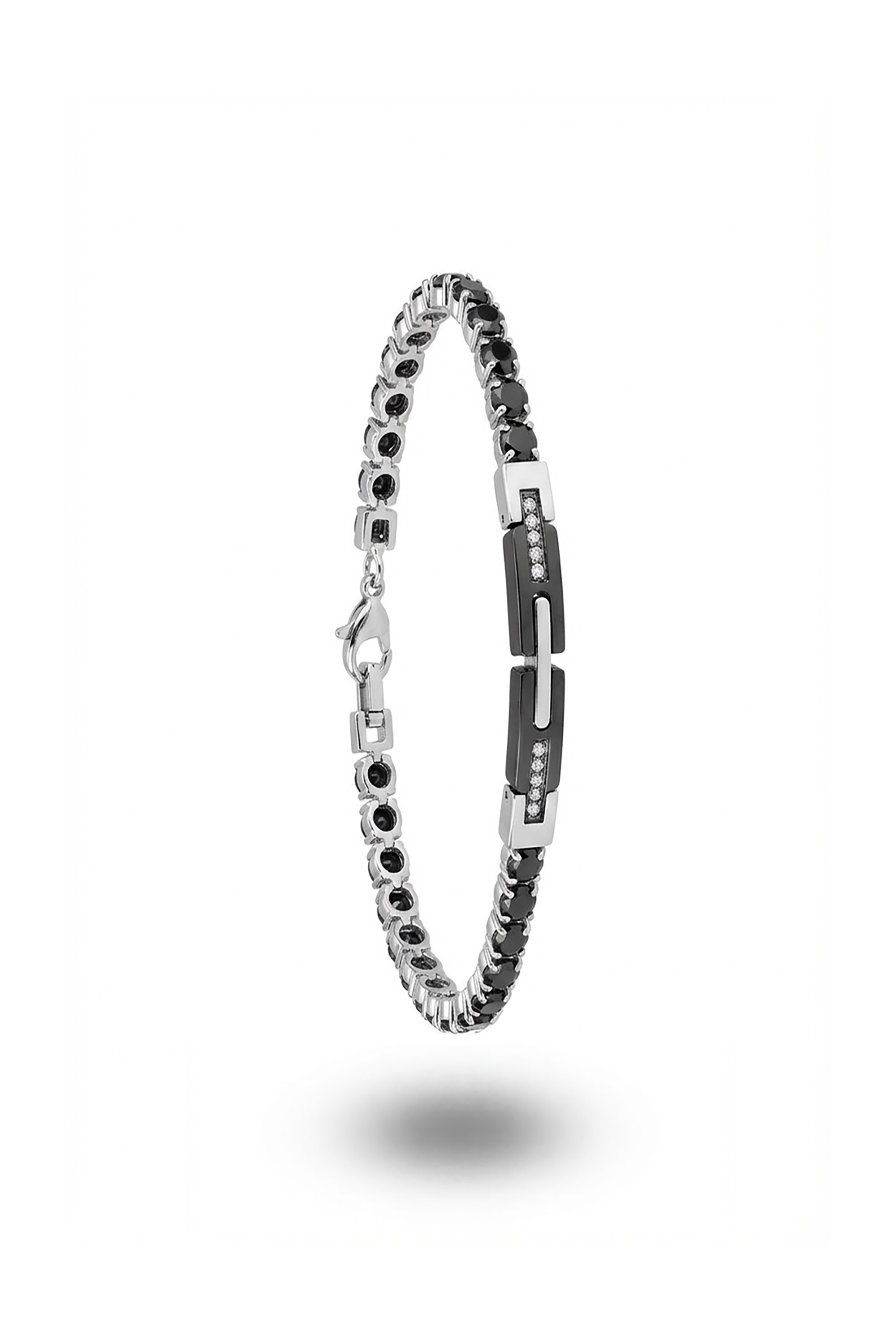 Erkek Pr Siyah Taşlı İki Parçalı Künye Bileklik