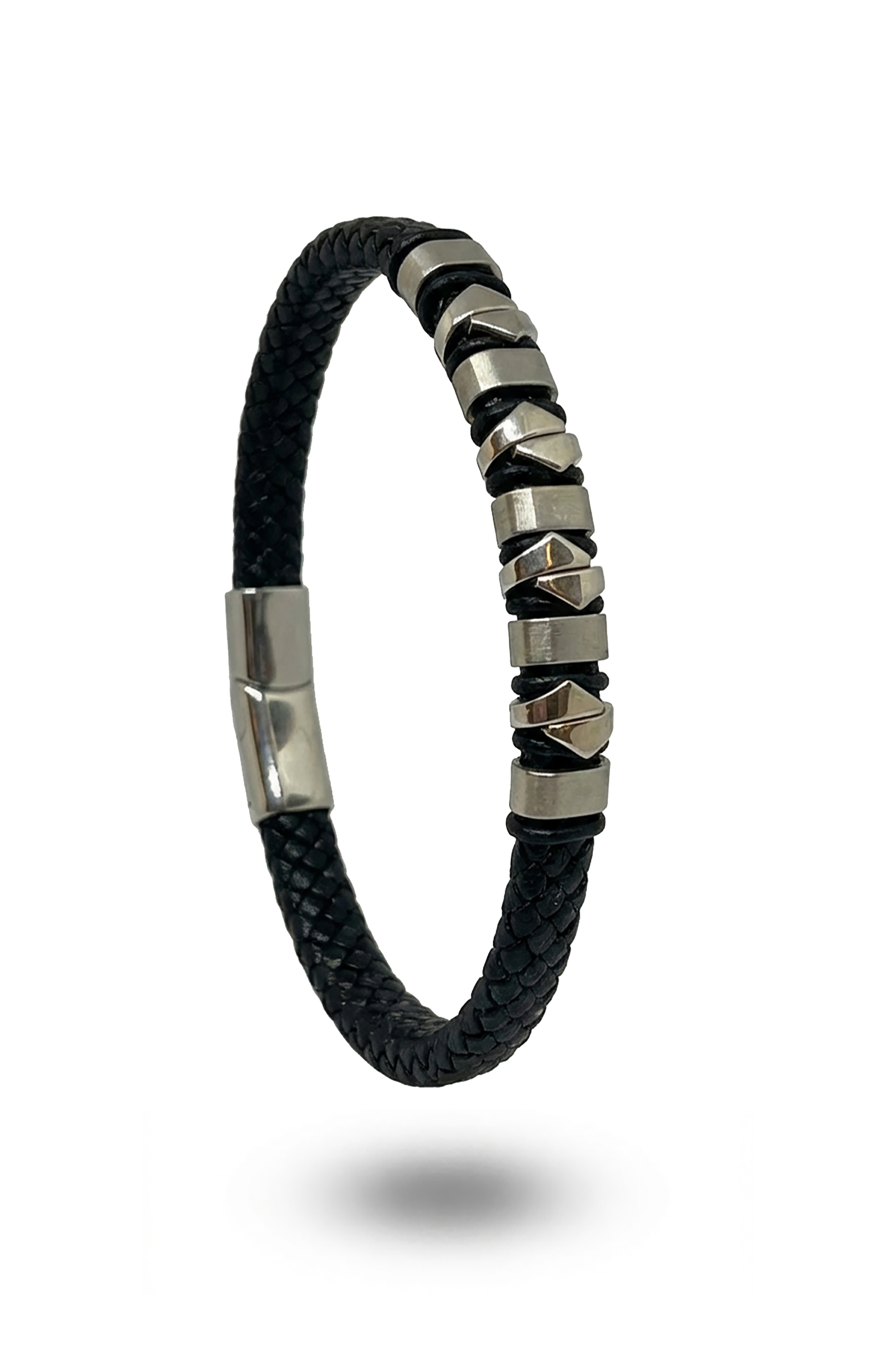 Erkek Deri Örme Beyaz Kelepçe