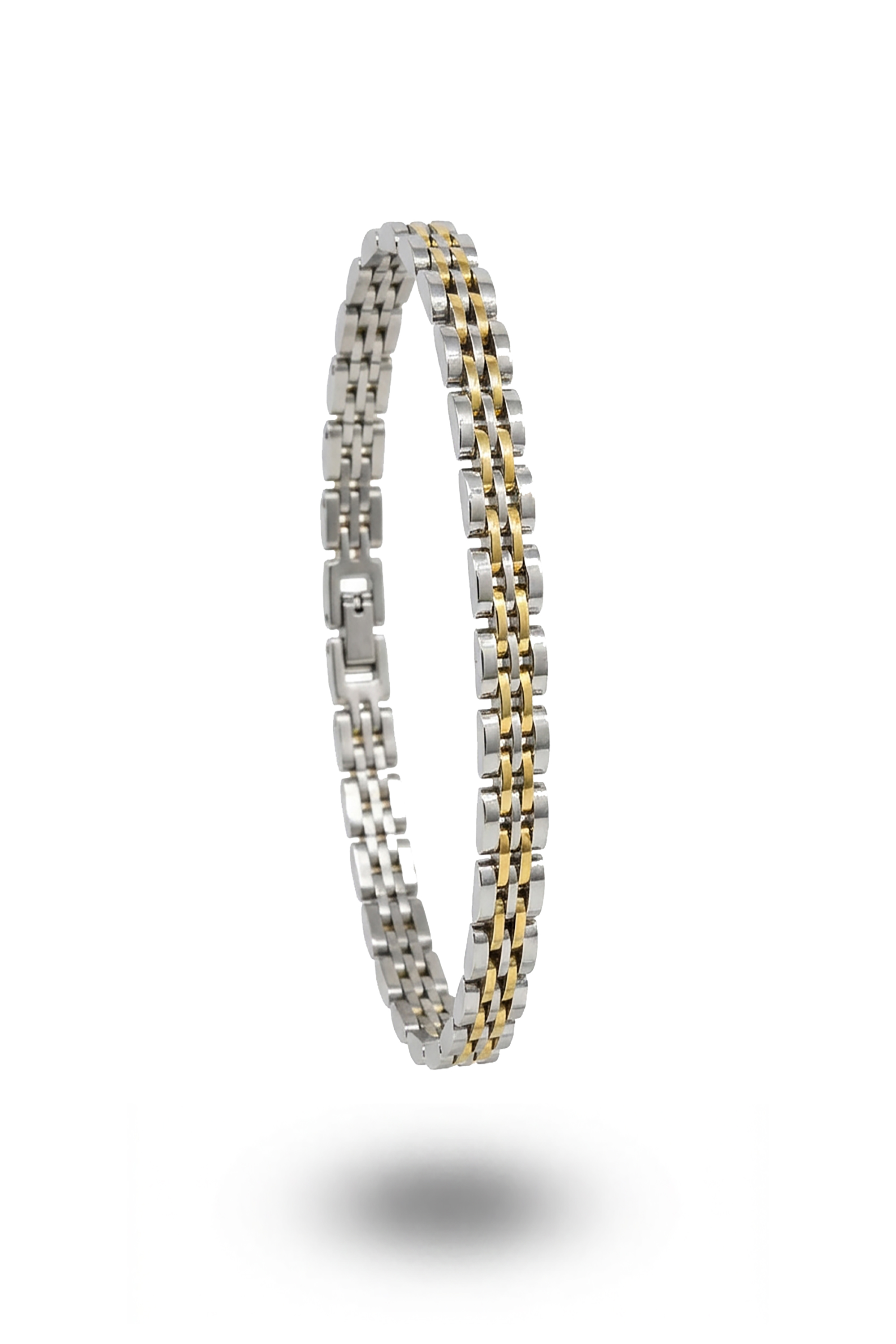 Erkek Gold Beyaz İnce Rolex Bileklik