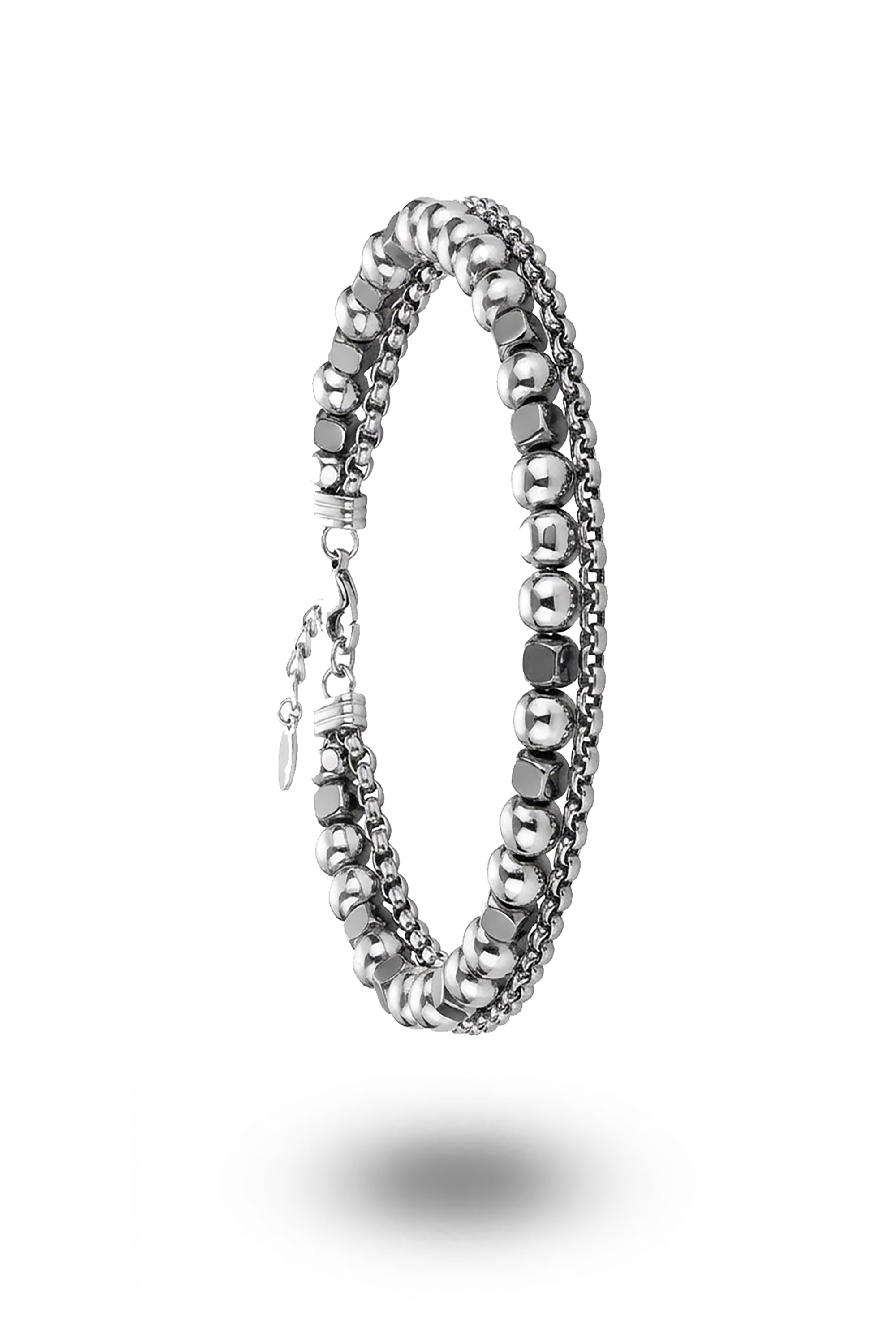 Erkek Çiftli Beyaz Toplu Zincir Bileklik