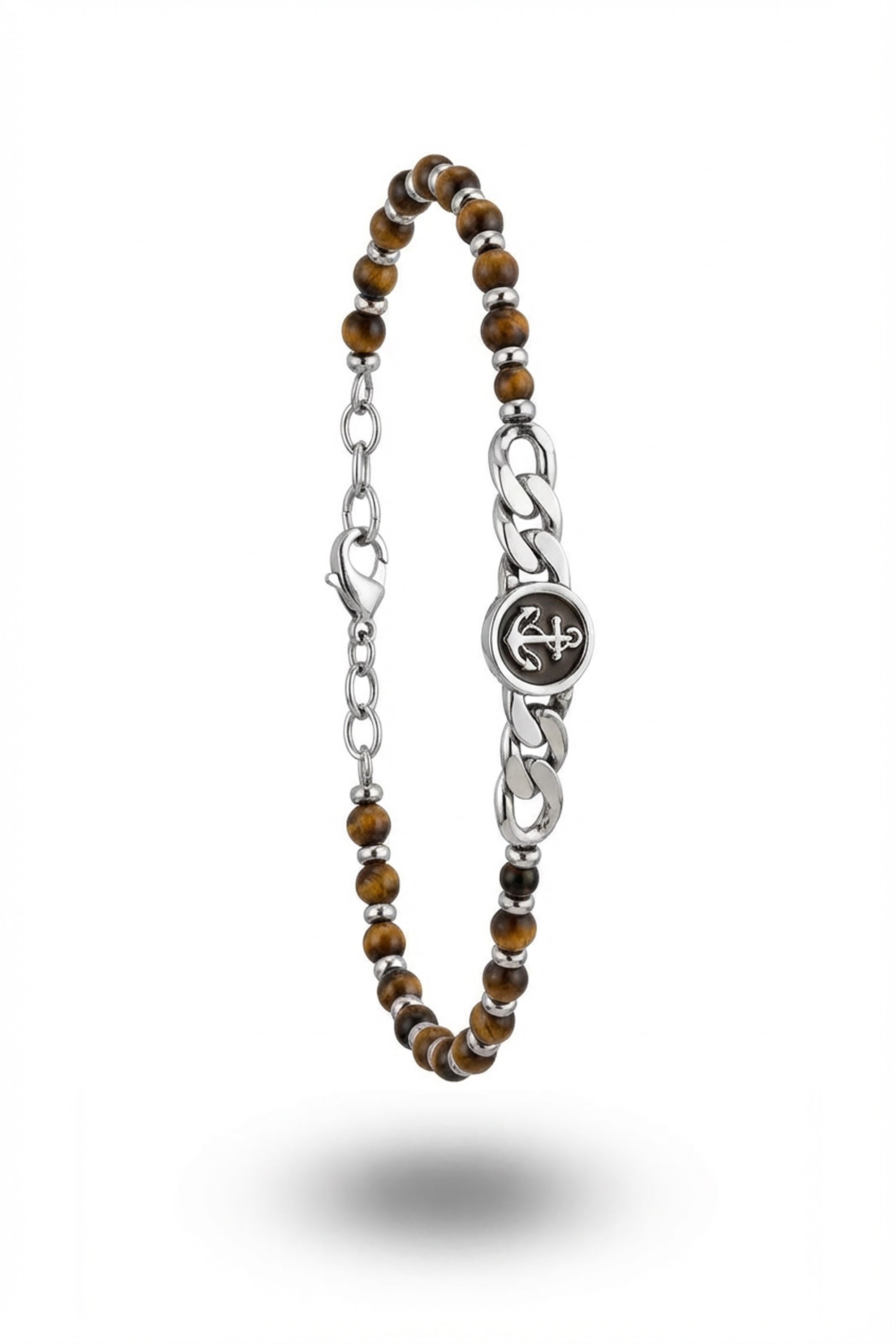 Erkek Gold Kahve Taşlı Çapa Firgürlü Bileklik