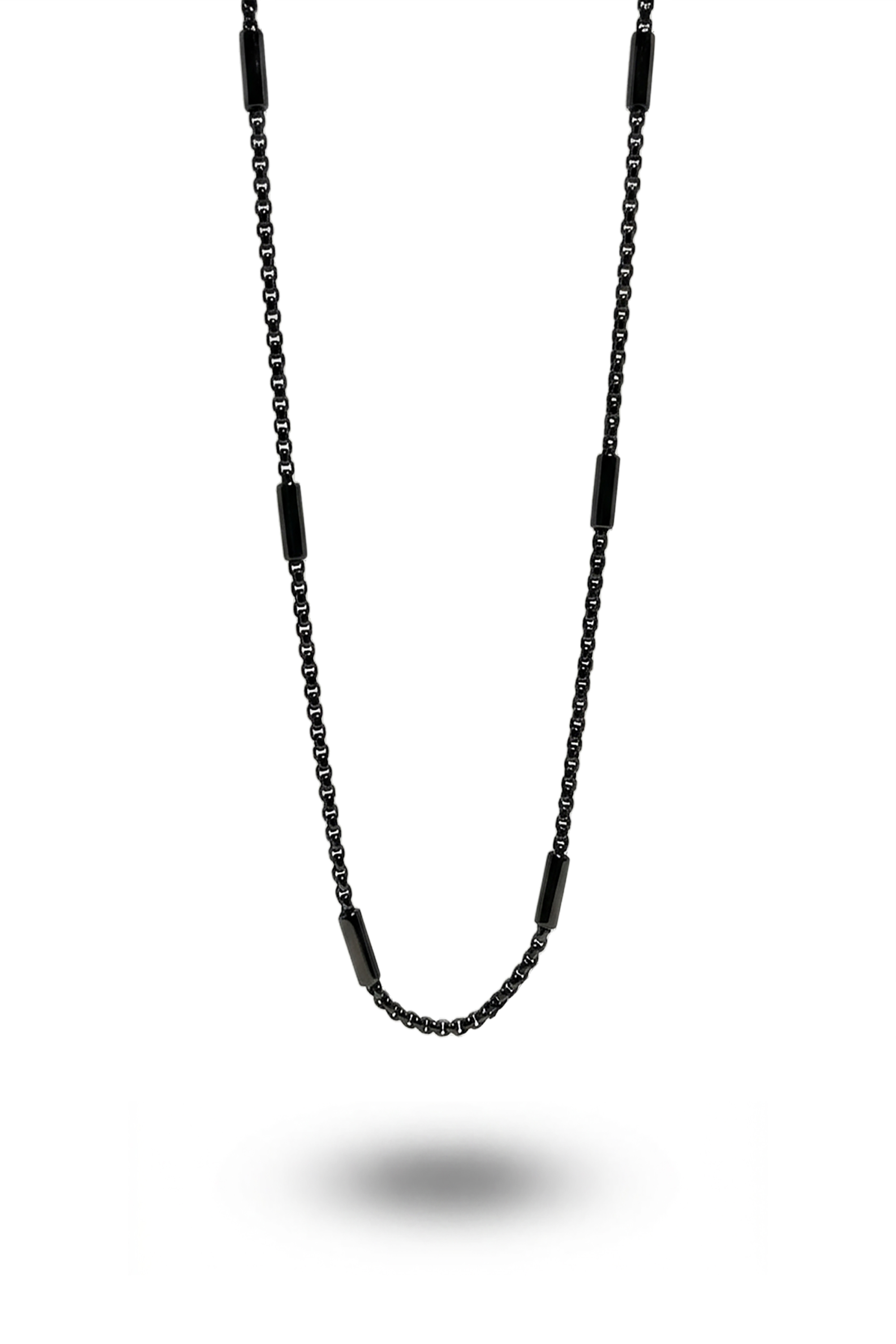 Erkek Siyah Silindirli Zincir Kolye