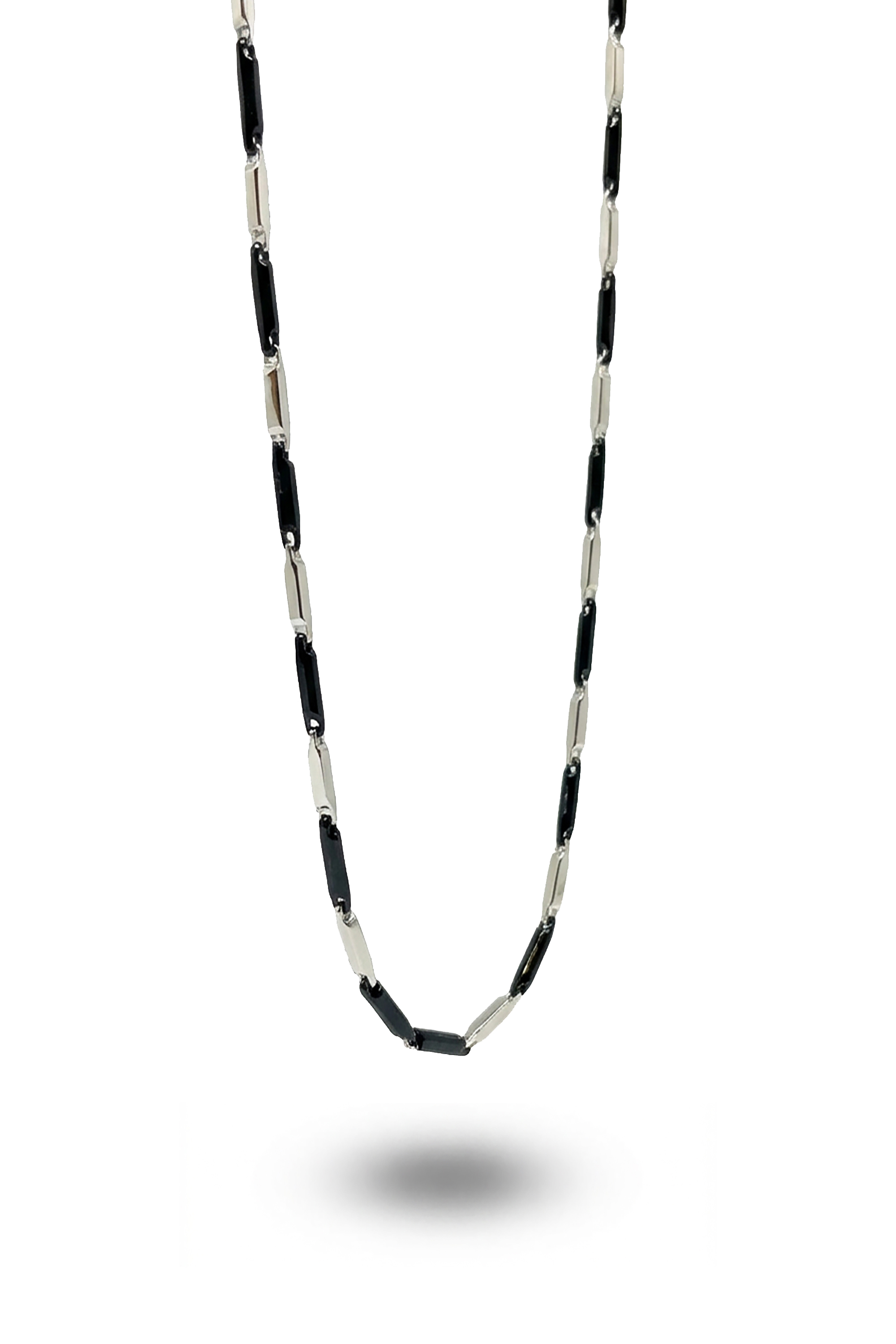 Erkek Çift Rekli Siyah Çelik İnce Kolye