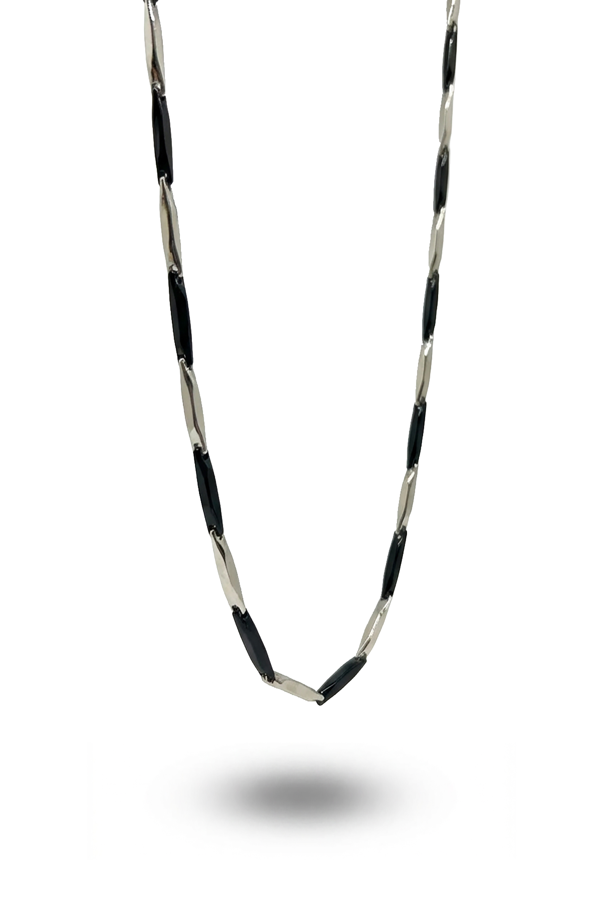 Erkek Çift Rekli Siyah Çelik Kalın Kolye